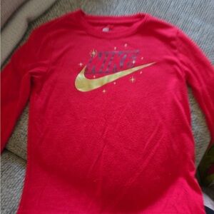 Nike Kids Red and Gold Long Sleeve Tee